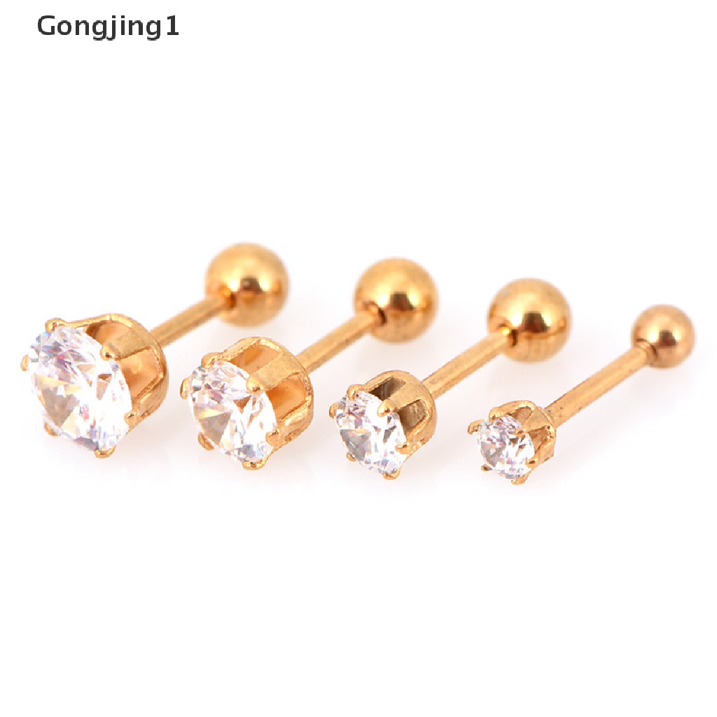 Gongjing1 1 Pasang Anting Tusuk Bahan Titanium Steel Untuk Wanita