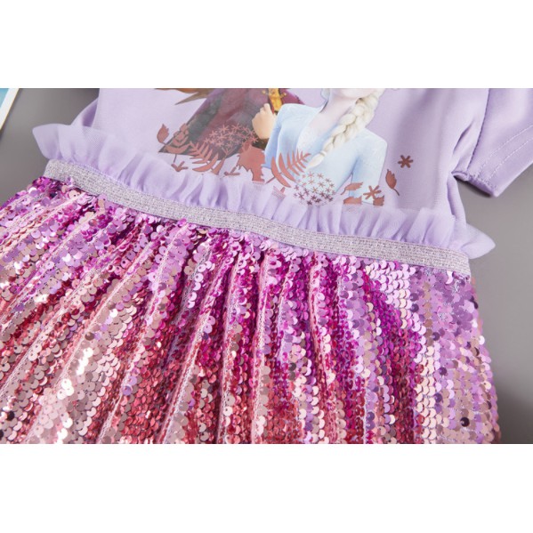 Baju Dress Anak Princess Frozen Elsa Anna Sequin Sparkle Impor