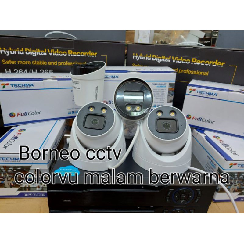 Paket cctv colorVu 4ch 2mp 1080p full hd lengkap tgl pasang cctv malam tetap berwarna