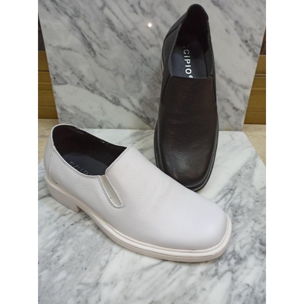 Sepatu Pelayaran putih 3401 sepatu pantofel pria putih kulit asli