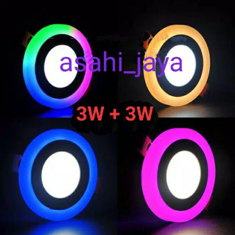 Lampu Plafon LED Panel 2 warna 3w+3w / Downlight LED Panel 2 warna Bulat