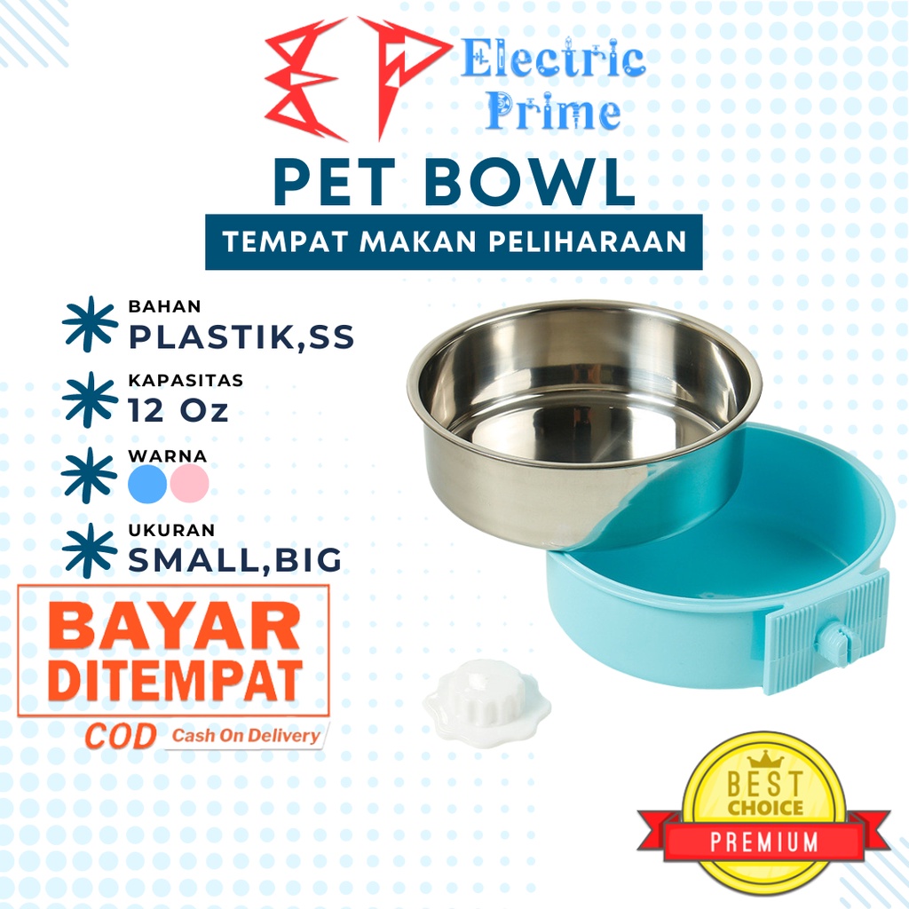 Pet Bowl Stainless Steel Dog Cat Feeder Cage Hanging Mangkuk Tempat Makan Minum Kucing Anjing