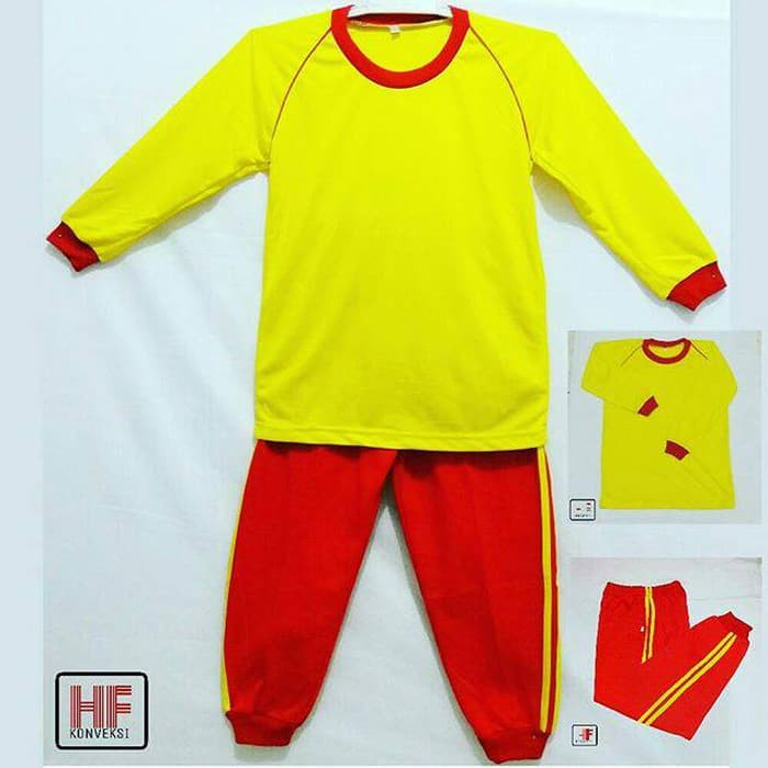 Baju Olahraga Tk Seragam Olahraga Tk Panjang Kuning Merah Polos Murah Shopee Indonesia