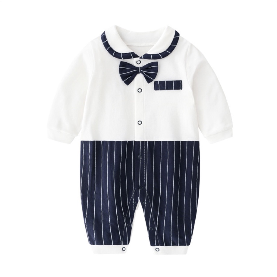 A73- Jumper bayi laki-laki lengan panjang  baju romper /pakaian jumper bayi motif dasi tuxedo premium