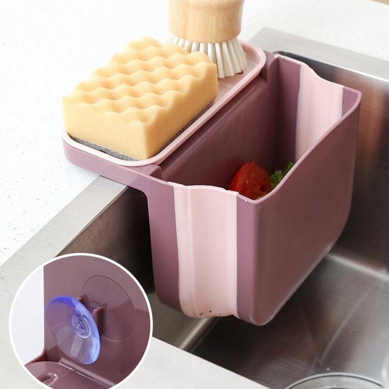 Kitchen Retractable Sink Drainer Drain Basket / Suction Cup Sink Drain Basket /  Leftovers Hanging Basket  for Kitchen Bathroom Storage Organizer