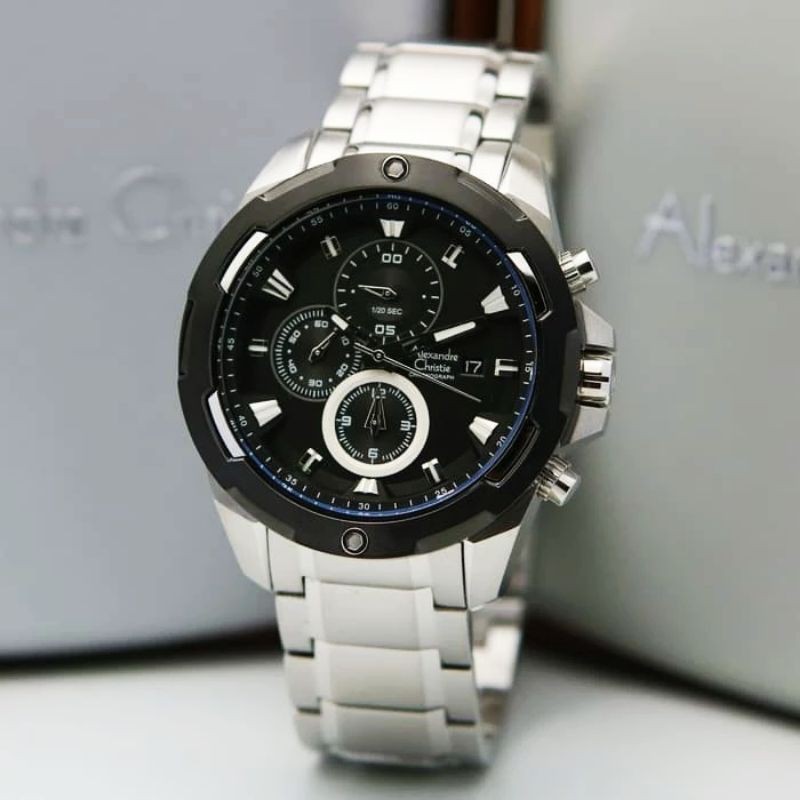 ALEXANDRE CHRISTIE AC 6305 PRIA CRONO SILVER BLACK ORIGINAL