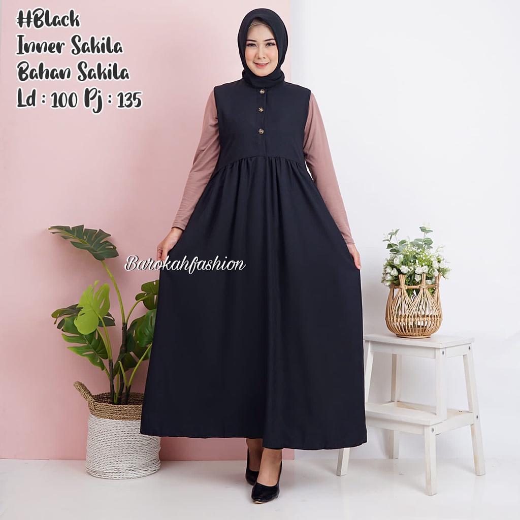 DRESS INNER KANCING/INNER TANPA LENGAN/LONG DRESS SHAKILA