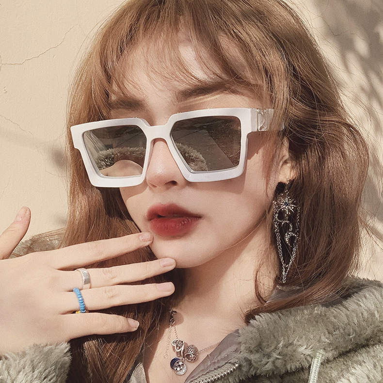 Korean IG Big Frame Retro New Female Square Leopard sexy Sunglasses Fashion Wide-sided Sunglasses