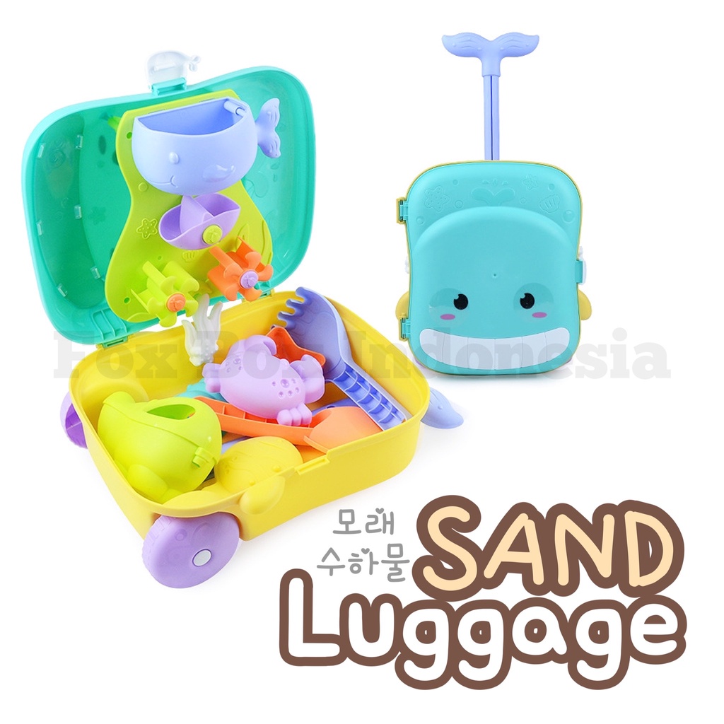 [PACKING DUS AMAN] Koper Mainan Pasir Whale Mainan Pantai Model Tas Tarik - Sand Luggage Suitcase - Koper Pasir Dino Gajah Hippo- Fox Box Indonesia