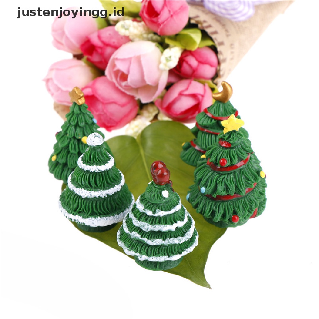 // justenjoyingg.id // 2pcs Christmas Tree Miniature Figurine Dollhouse Garden Decor Micro Landscape ~