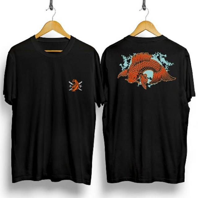 Fourfashion Kaos Pria Kaos Distro BUSHIDO KOI FISH Black CN742
