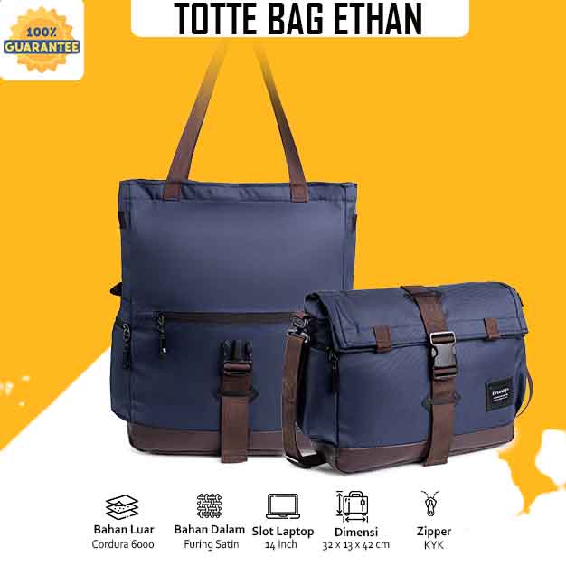 Tas Slempang Selempang 2in1 Totebag Tote Bag Totbag Tote bags Totte Bag Jinjing Laptop Leptop 14 inch Kuliah Kerja Sekolah Pria Wanita Cewek Cowok Laki Laki