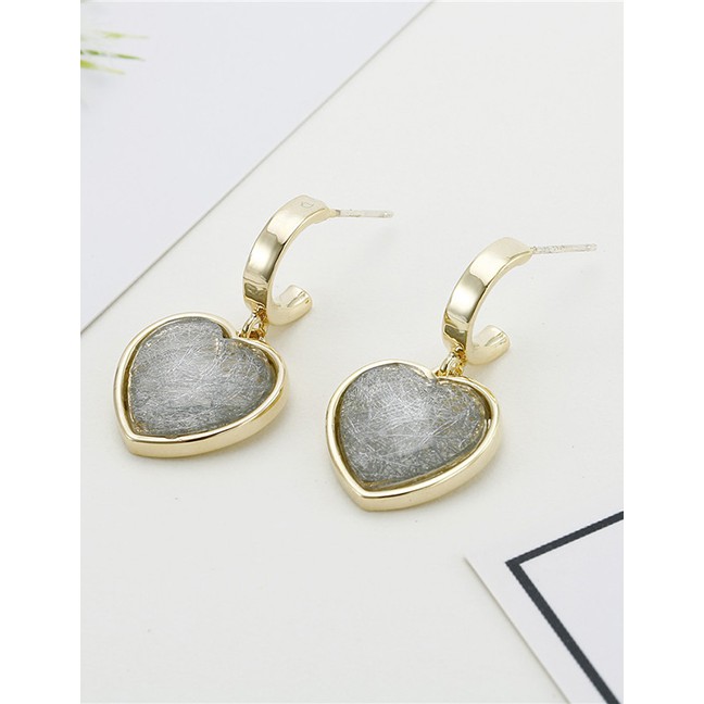 LRC Anting Tusuk Fashion Golden Love Hair Silk Resin Earrings D76611