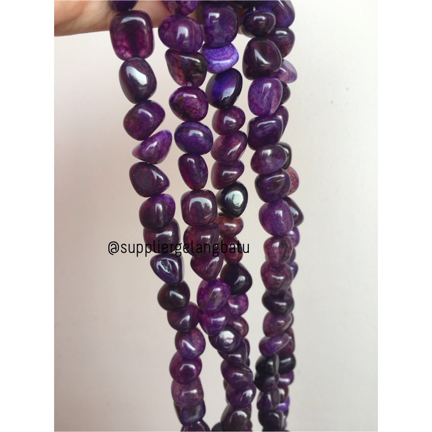 manik Batu alam purple agate ungu Beads 12 x 10mm bahan gelang kalung beads aksesoris supplier craft