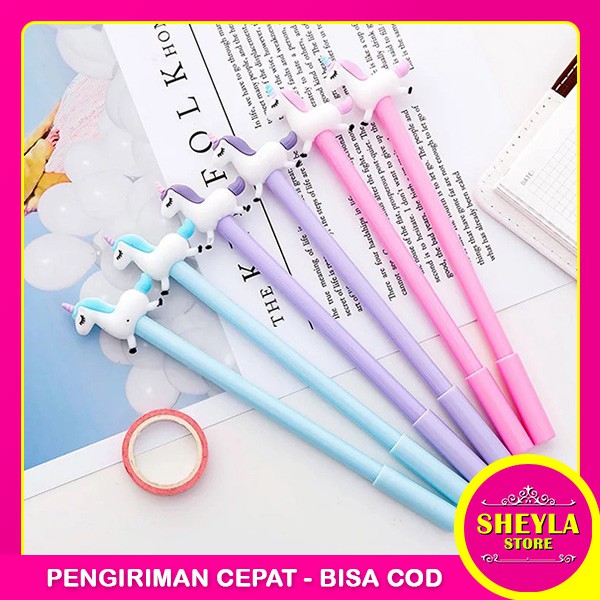 Pena Unicorn Gel Lucu Import / Pulpen Kuda Unicorn Full Body Unik Stationary / TV-36