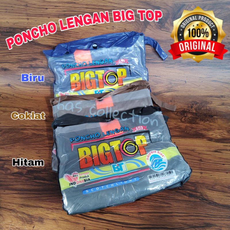 Jas Hujan PONCHO LENGAN BIG TOP DOLPHIN BLUE