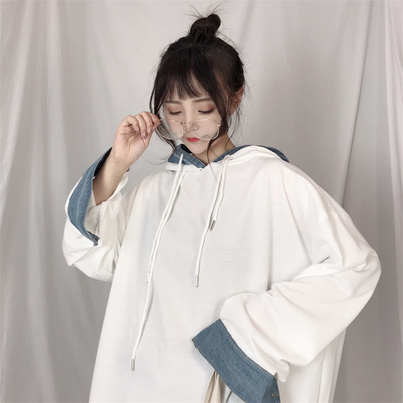 Sweter berkerudung lengan panjang korea longgar sweater Sweter berkerudung lengan panjang korea longgar sweater
