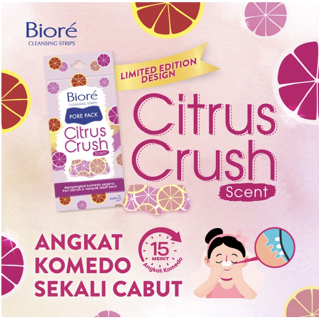 BIORE Pore Pack Black Strip Mens | Cherry Blossom | Batik | Citrus Crush - (isi 4lbr Pembersih Komedo)