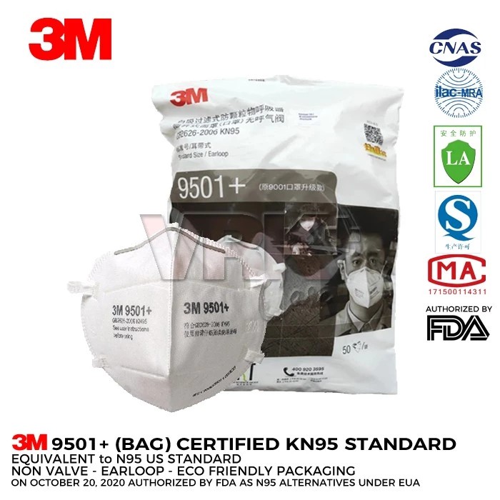 Masker N95 KN95 3M 9501+ Earloop