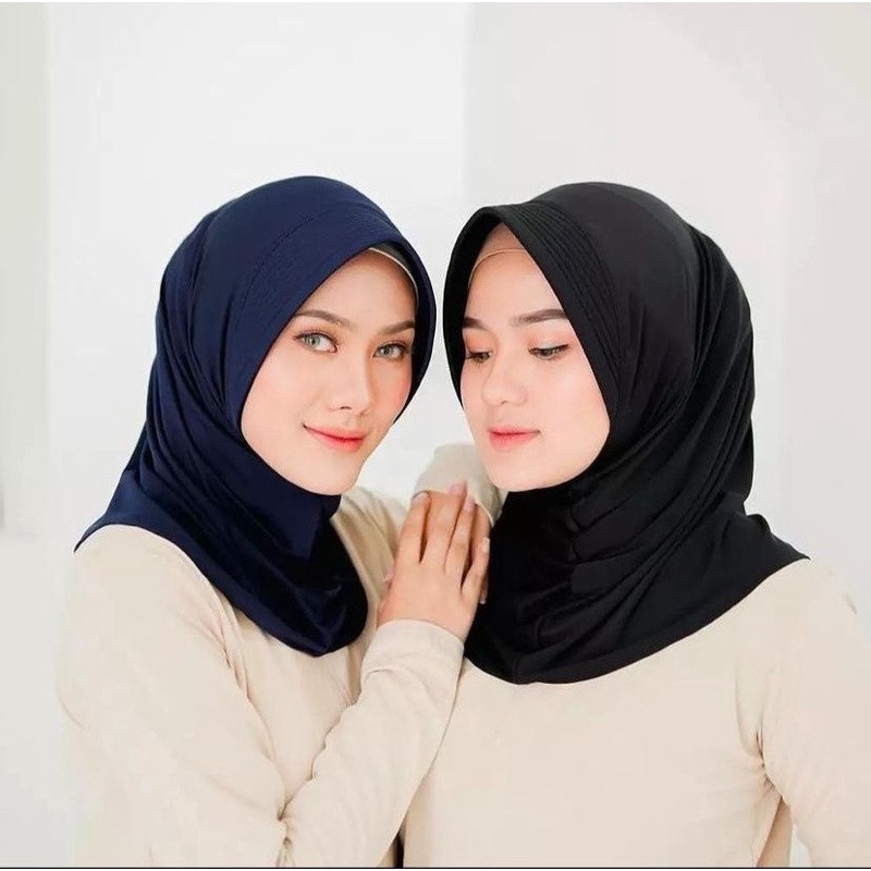 Hijab Bergo Jilbab Kerudung volly Sport Olahraga / hijab instan sehari-hari bahan Jersey