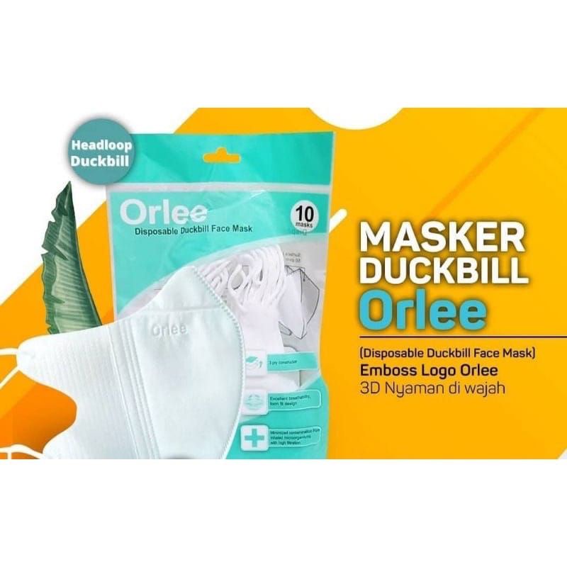 ORLEE MASKER DUCBILL PUTIH 3D EMBOS KEMENKES EARLOP NON HIJAB ISI 10PCS TALI KUAT TIDAK MUDAH PUTUS-3