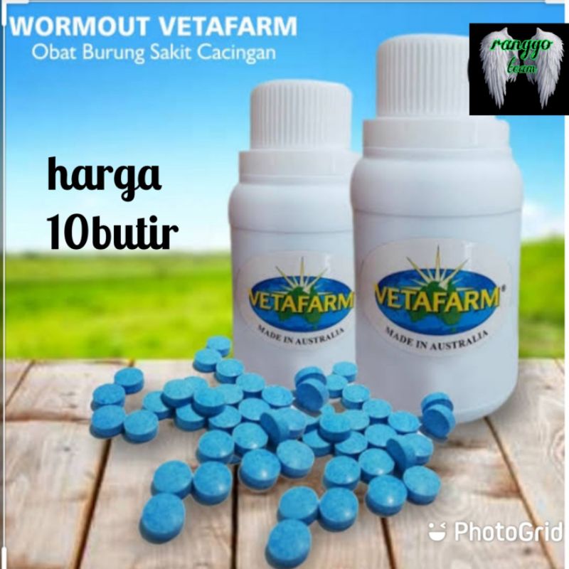 WORM OUT 10BUTIR OBAT CACING MERPATI DARA POS VETAFARM MADE IN AUSTRALIA