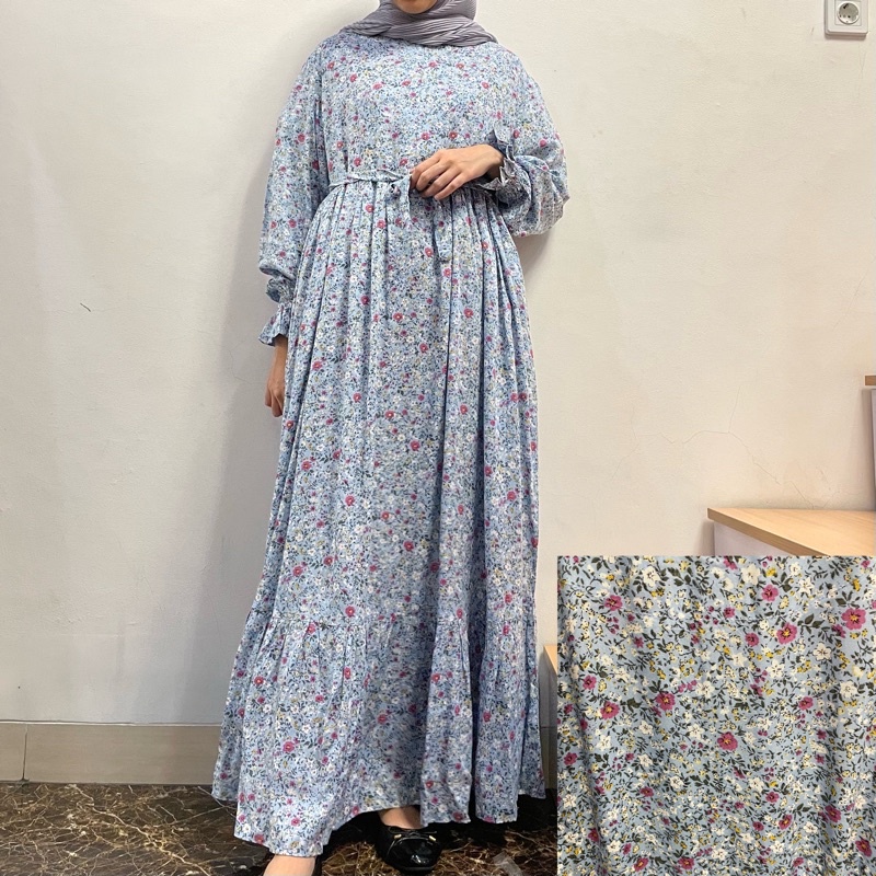 [SIZE STANDAR VOL 1] Floral dress maxi dress panjang gaun casual bunga wanita-Blossom