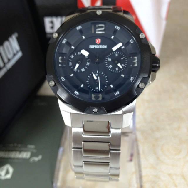 Jam Tangan Wanita Expedition E 6698 e6698 e6698B Steel Ladies Silver Black Original 38mm usyj
