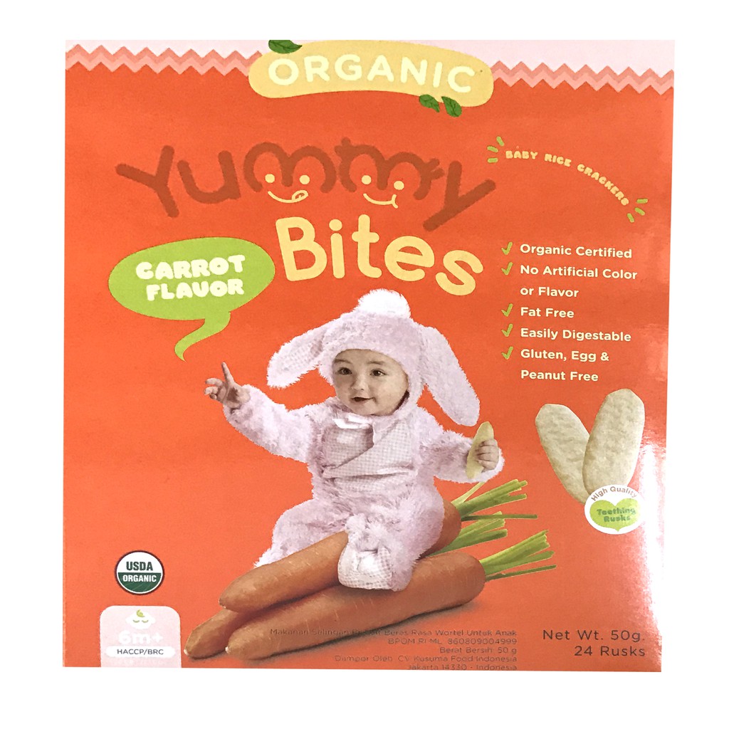 Yummy Bites Flavour Organic Carrot Biskuit Anak Biskuit Bayi 50gr