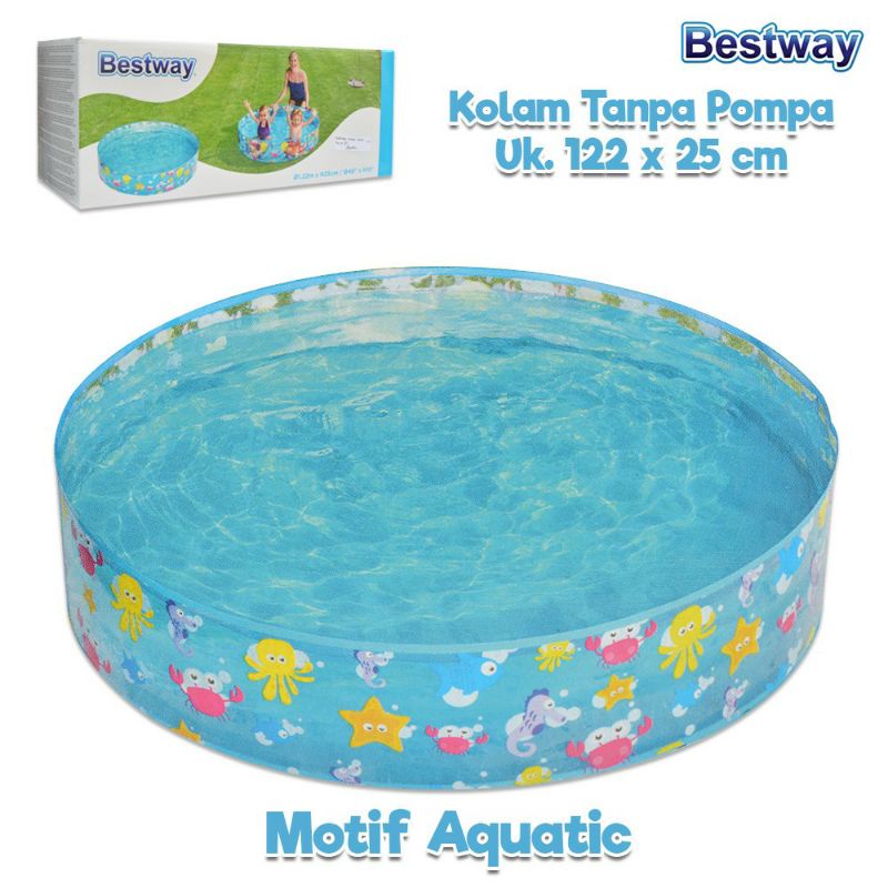 Kolam Renang Tanpa Tiup Tanpa Pompa BESTWAY 55028 Fill n Fun Sparkling Sea Pool 122cm