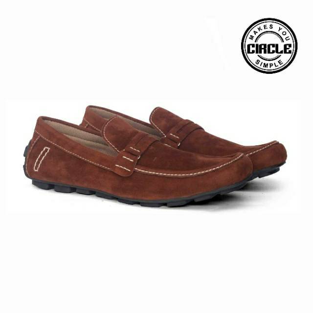 Sepatu mocasin pria circle sniper black/brown
