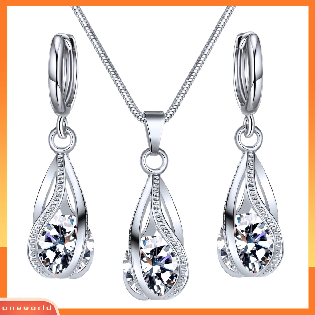 3pcs / Set Kalung Anting Kristal Tiruan Untuk Hadiah Wanita