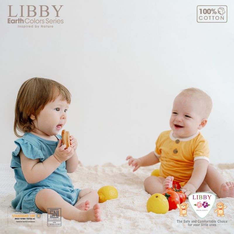 Libby earth colors FLYNN ROMPER terbaru / romper Libby baby / kodok segi empat Libby / baju Jumper segi empat Libby baby new born - setahunan