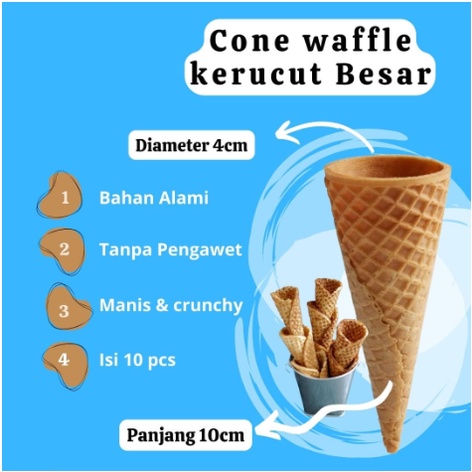 Waffle Cone es krim Large - isi 10 pcs