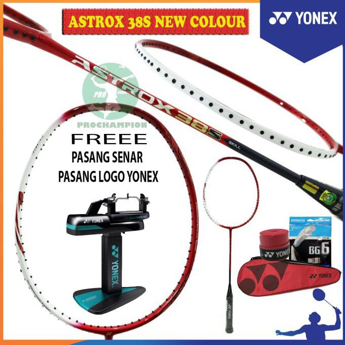 NEW COLOR YONEX ASTROX 38S 38 S KEVIN RAKET BADMINTON ORIGINAL - 38S RED WHITE