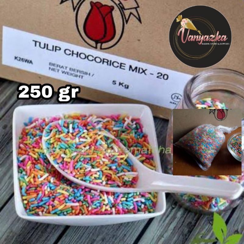 

Meses/Meises Warna Warni Chocorice Mix Tulip 250gr