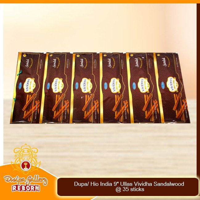 Dupa/ Hio India 9&quot; Ullas Vividha Sandalwood @ 35 sticks 1 Renceng 6pcs