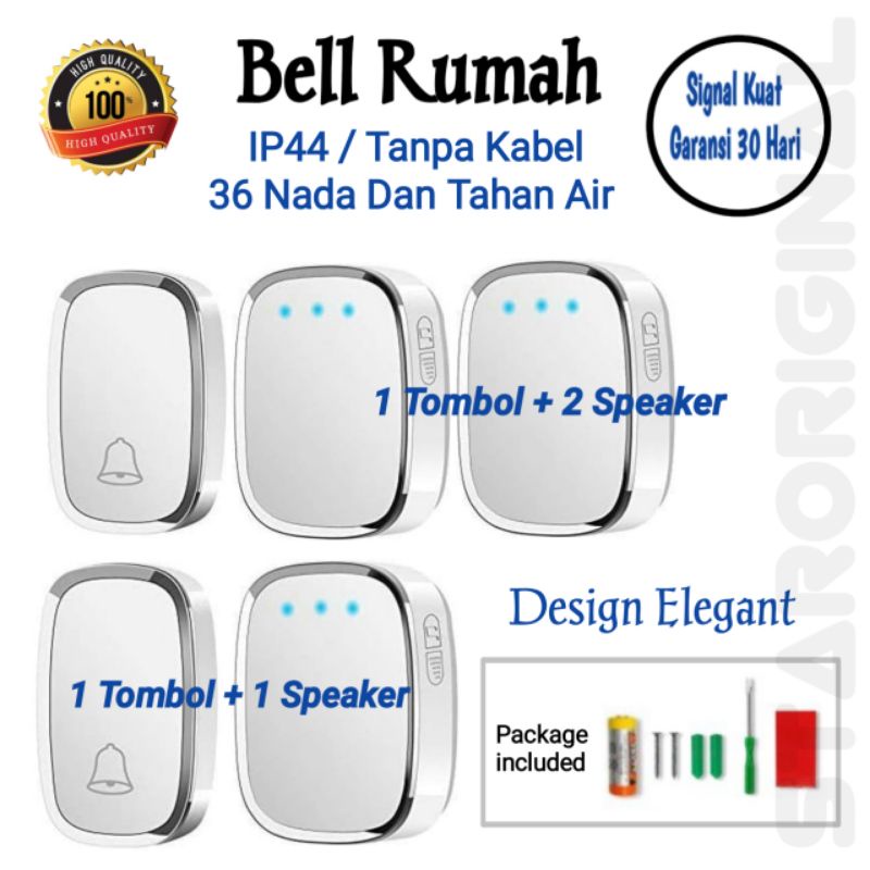 Jual Bel Rumah Kantor Wireless Waterproof Door Bell Pintu 1 - 2 ...