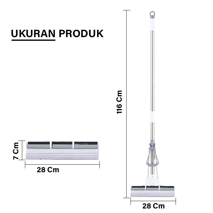 Alat Pel Lantai Spons Sponge Mop 28cm Alat Pel Lantai Karet Pel Praktis Serbaguna