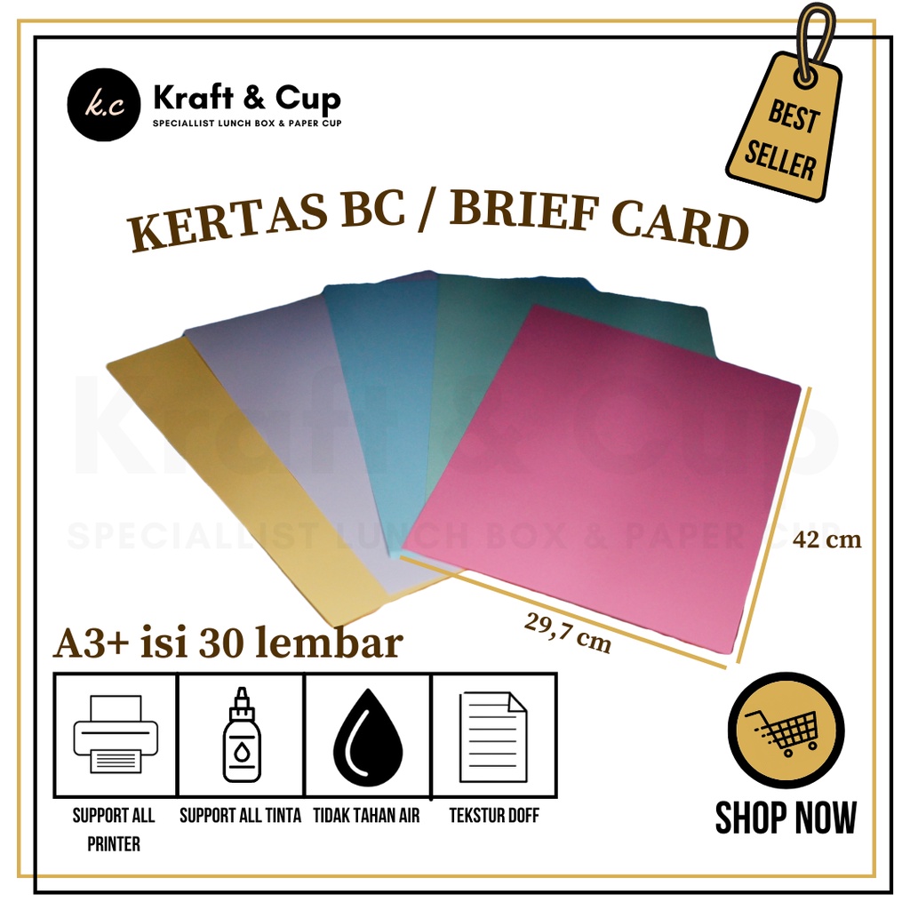 

Kertas BC A3 Plus 160 gsm isi 30 lembar / Brief Card A3 Plus / Kertas Brief Card A3 Plus