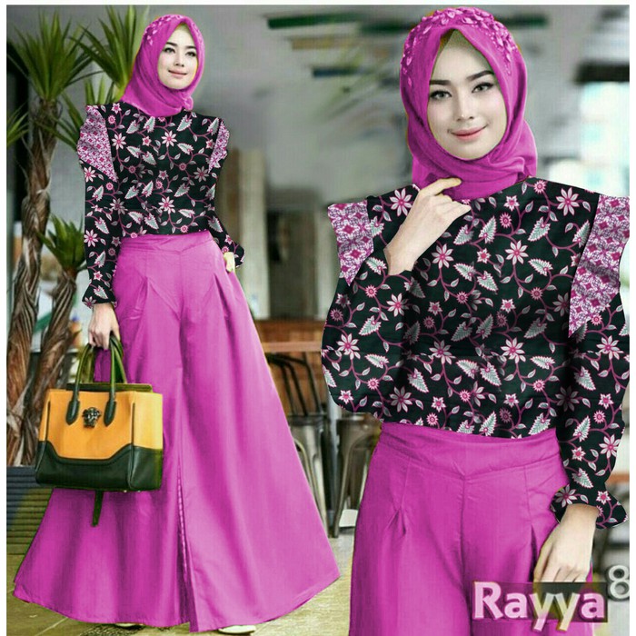 READY [KULOT RAYA BATIK FANTA SL]setelan celana wanita batik pink fanta