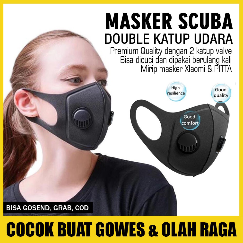 Masker model mirip scuba korea dewasa respirator valve double katup udara