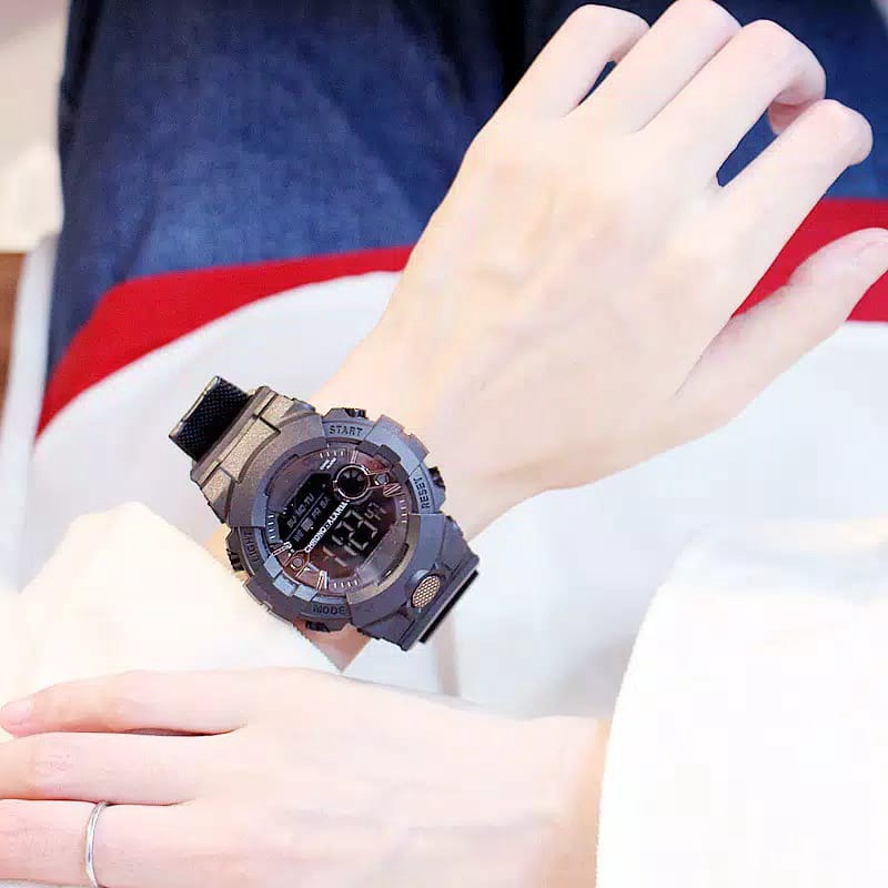 ❤GTB❤ Jam Tangan Sport Digital Dial Bulat Rubber Untuk Wanita Dan Pria Fashion Gaya Korea Import JT035