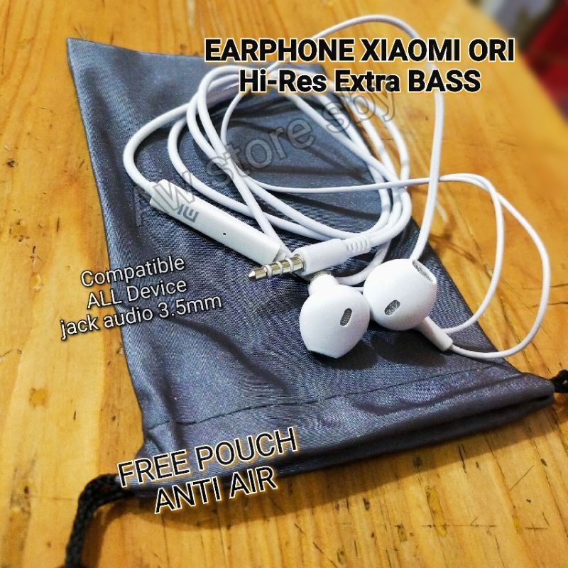 [Pouch Waterproff] Earphone xiaomi Bass Stereo Headset xiaomi Super Bass Redmi Note 5 Note 7