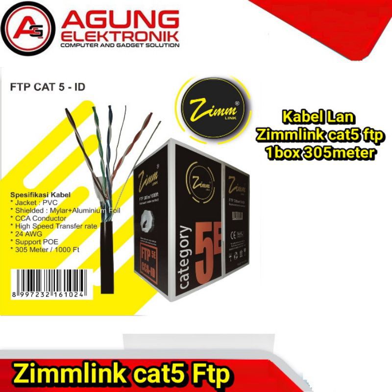 KABEL LAN ZIMMLINK CAT 5 FTP 1BOX 305METER BERKUALITAS DAN MURAH