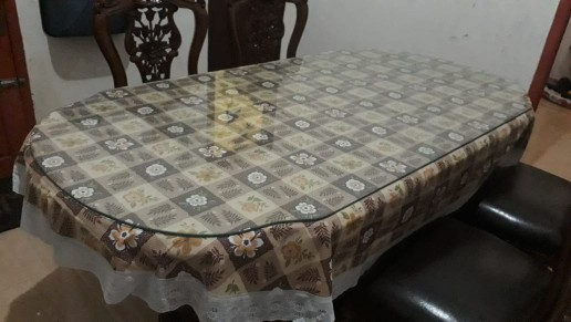 Taplak Meja Makan Plastik Tebal Oval 152x228cm Shabby Chic Leopard