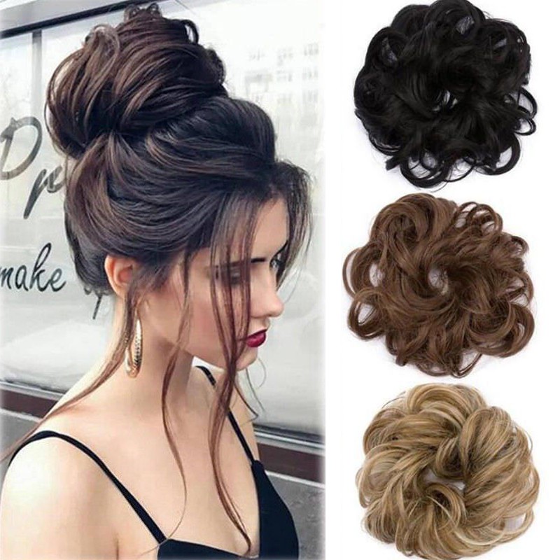 Ggl Uk Real Natural Curly Messy Bun Hair Piece Scrunchie Hair