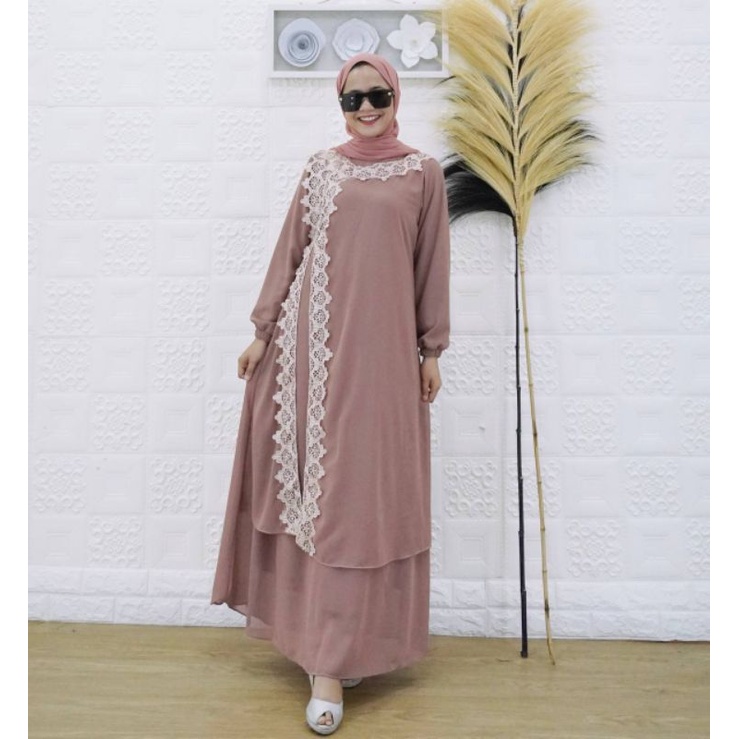 Gamis Malaysia Renda Belah Samping