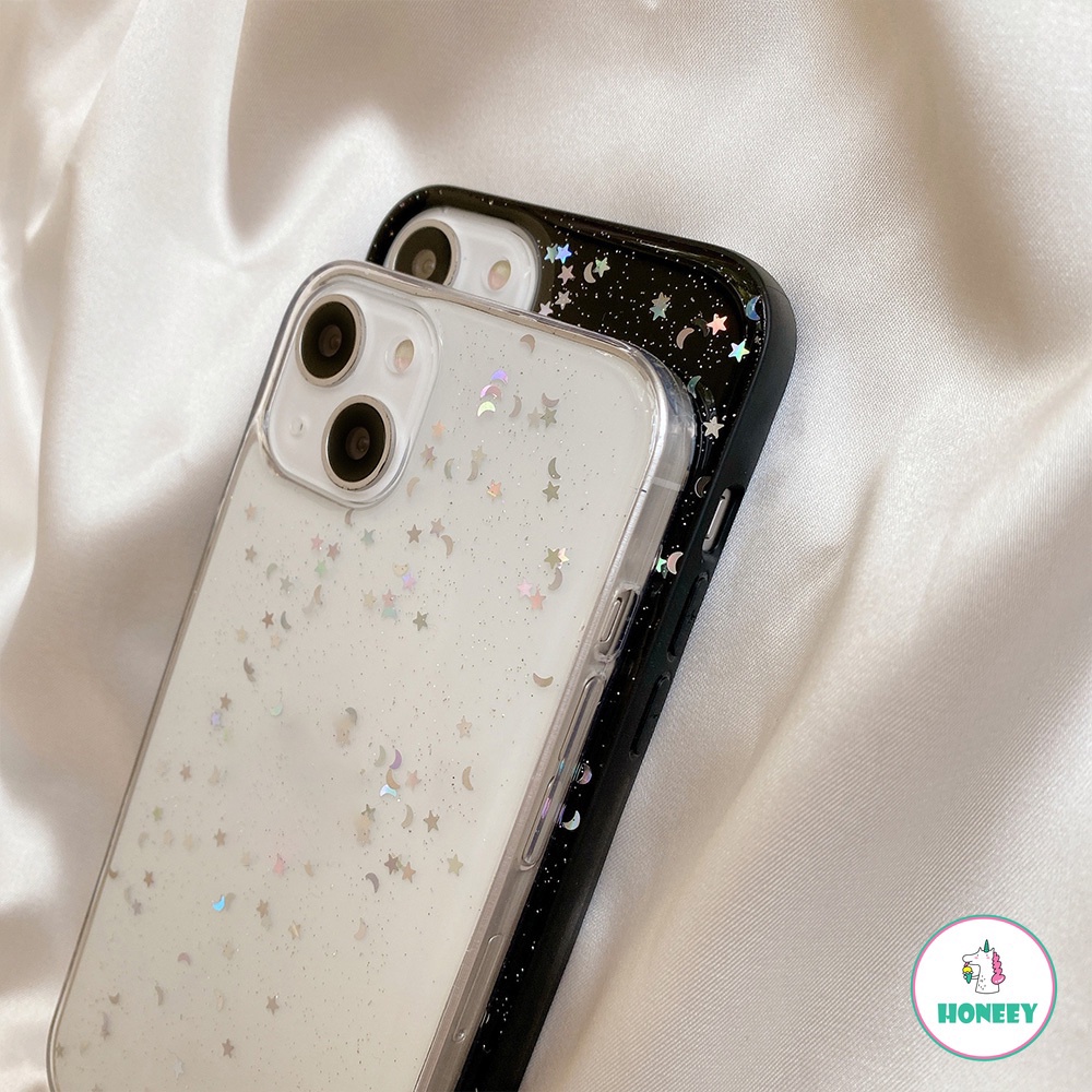 Casing Soft Case Bumper TPU Glitter Sequin Gold Foil Anti Slip Untuk IPhone 14 13 12 11 Pro Max X XS XR 8 7 Plus