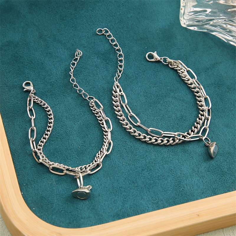 2pcs Gelang Magnetik Adjustable Bahan S925 Silver Untuk Pria Dan Wanita